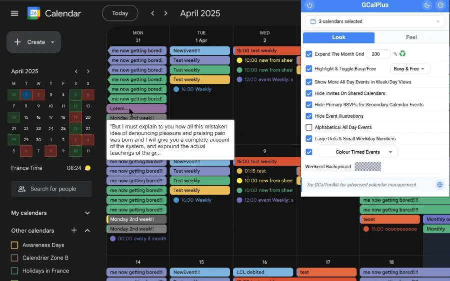 GCalPlus screenshot