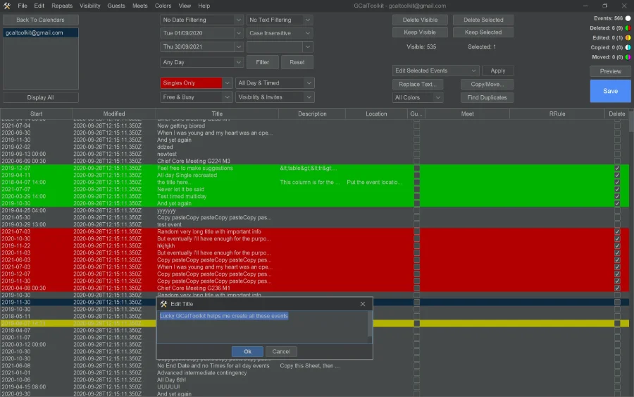 GCalToolkit screenshot